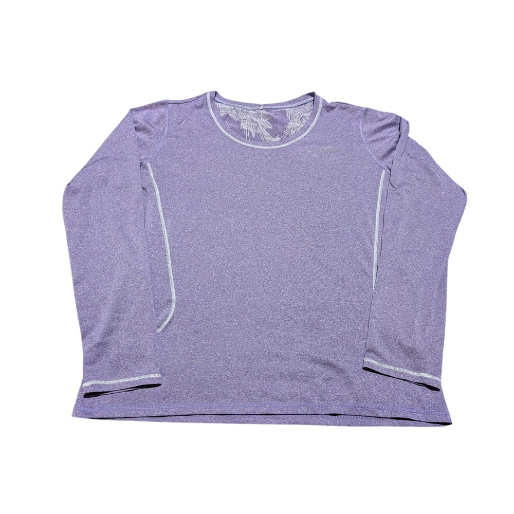 Brooks Running Shirt Womens L Purple Heather Long Sleeve Graphic Back Athletic
